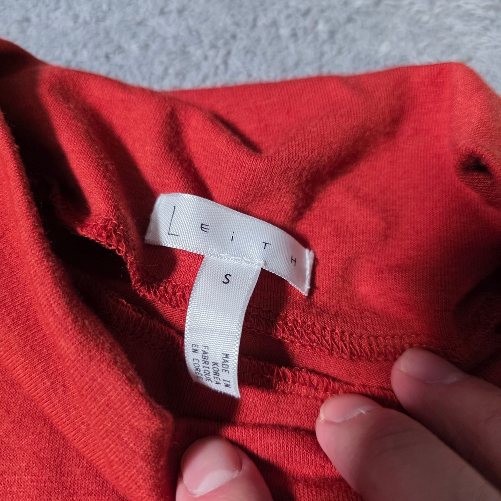 Leith Womens S Mock Neck Tank Top Red Sleeveless Curved Hem Knit TL337777MI - Picture 3 of 6
